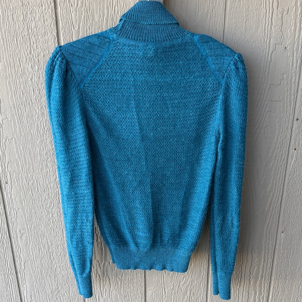 Vintage Teal Blue Turtleneck Sweater - Picture 6 of 10
